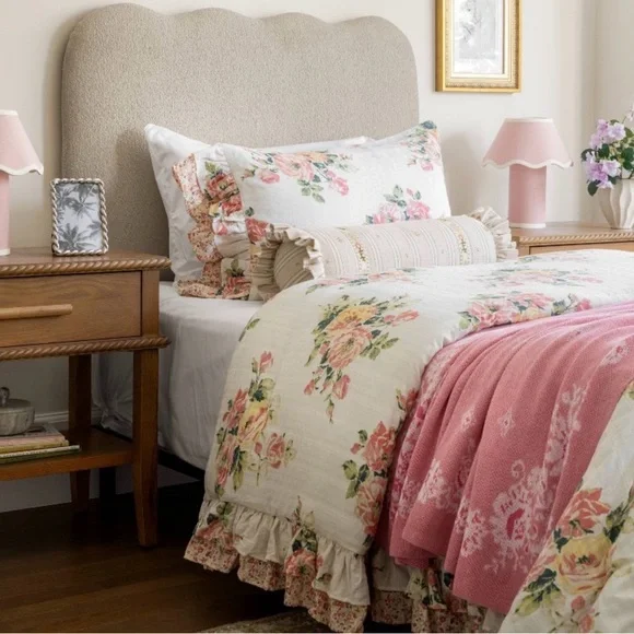 Floral Knit Jacquard Throw Blanket Pink/Cream Threshold designed w/ Studio McGee